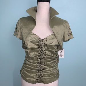 NWT Expo New York 2 Piece Beaded Jacket/Top Set